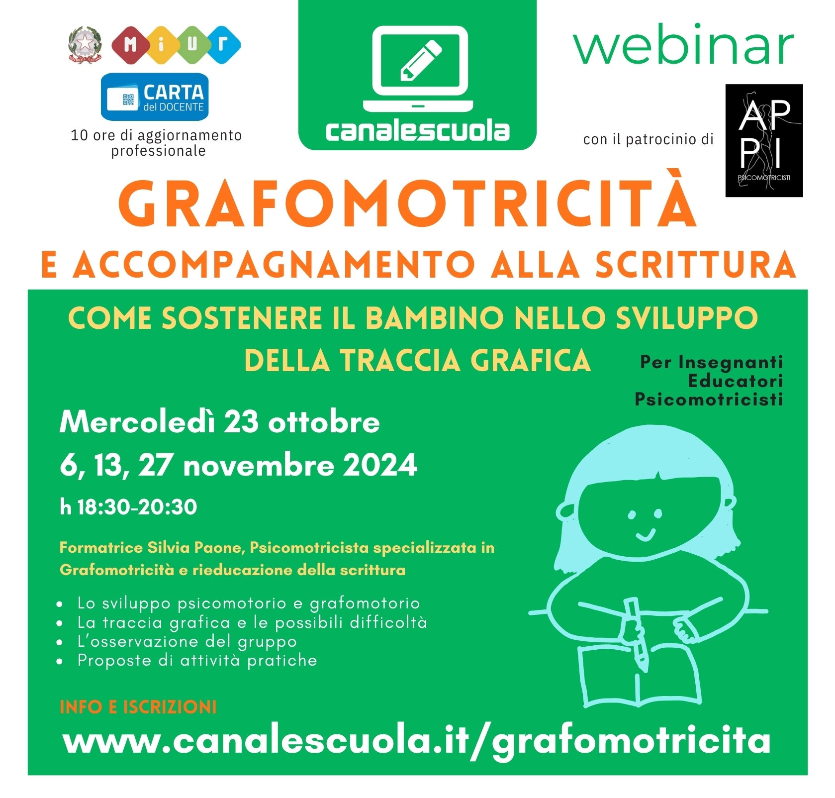 Grafomotricità e accompagnamento alla scrittura | ott-nov 2024
